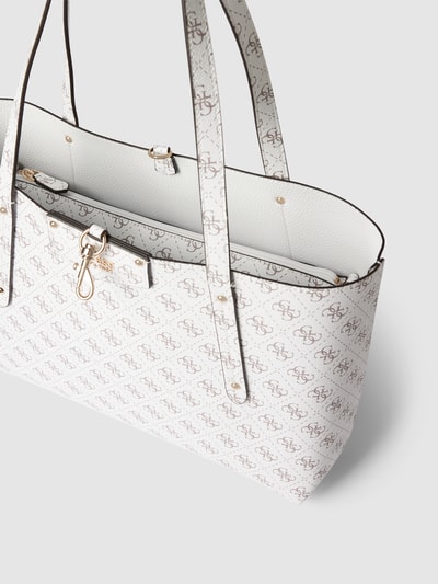 GUESS Torba shopper z nadrukiem na całej powierzchni model ‘ECO BRENTON’ Biały 5