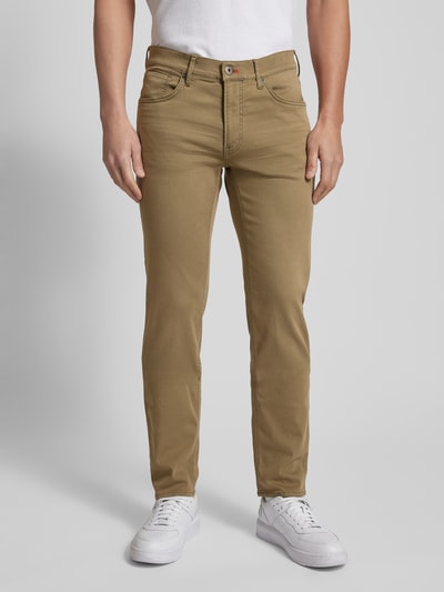 Brax Jeansy o kroju straight fit z dodatkiem streczu model ‘CHUCK’ Khaki 4