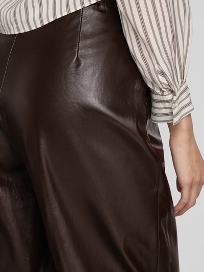Max Mara Studio Tapered Fit Lederhose aus echtem Lammleder Dunkelbraun 3