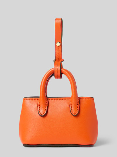 Produktfoto, Anhänger aus Leder mit Label-Appplikation van Lauren Ralph Lauren, dames, echt leer, oranje, labelapplicatie, gladde textuur.