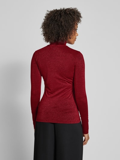 HUGO Slim Fit Longsleeve mit Stehkragen Modell 'Delaina' Bordeaux 5