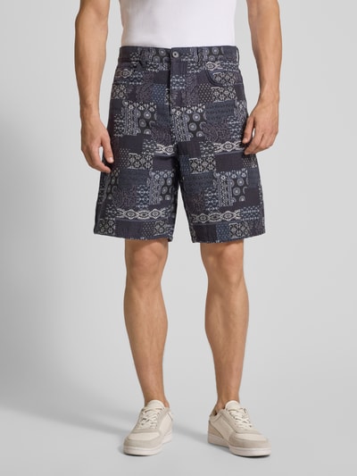 Les Deux Korte broek in all-over look, model 'Ryder' Marineblauw - 4