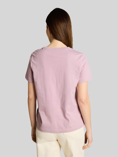 Tom Tailor t-shirt o kroju regular fit z czystej bawełny z nadrukiem z motywem Jasnofioletowy 5