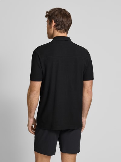 Marc O'Polo Regular fit poloshirt met fijne wafelstructuur Zwart - 5