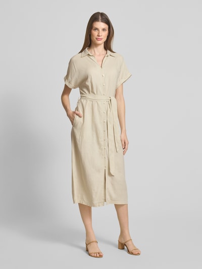 s.Oliver RED LABEL Relaxed fit overhemdjurk van linnenmix Zand - 1