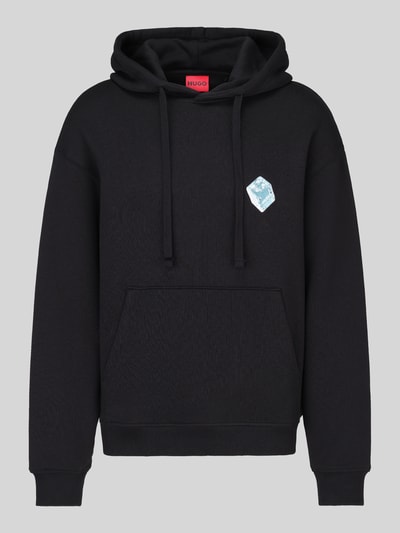 HUGO Hoodie met grote print aan de achterkant model 'Dewerhood' Zwart - 2