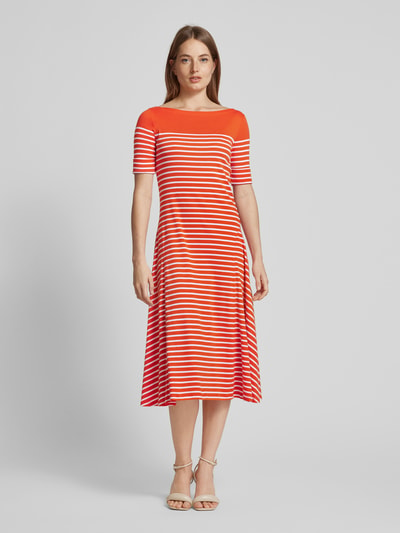 Lauren Ralph Lauren Midi-jurk met geribde boothals, model 'MUNZIE' Oranje - 4