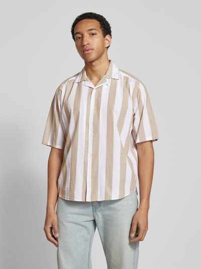 Only & Sons Koszula casualowa o kroju relaxed fit z kołnierzykiem typu resort model ‘TES’ Beżowy 4