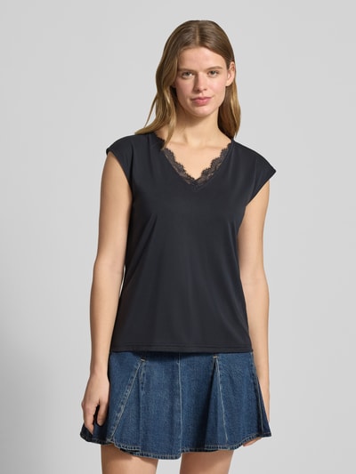 PIECES Relaxed Fit T-Shirt aus Modal-Mix Modell 'KAMALA LACE' BLACK 4