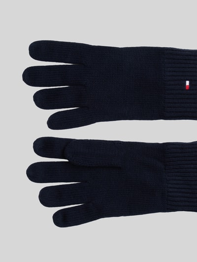 Tommy Hilfiger Rękawiczki z mieszanki bawełny i kaszmiru model 'ESSENTIALS FLAG' Granatowy 3