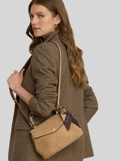 Lauren Ralph Lauren Kleine Satchel aus Kalbnappaleder mit Tuchdetail Modell 'FARRAH' Camel 1
