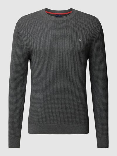 Christian Berg Men Gebreide pullover met structuurmotief Grafiet gemêleerd - 2