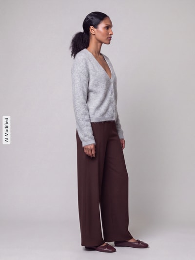 BOSS Orange Relaxe-Fit Strickjacke aus Alpacka-Mix mit Woll-Anteil Modell 'C_Farano' Hellgrau Melange 1