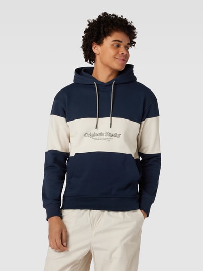 Jack & Jones Hoodie met labelprint, model 'LAKEWOOD' Marineblauw - 4