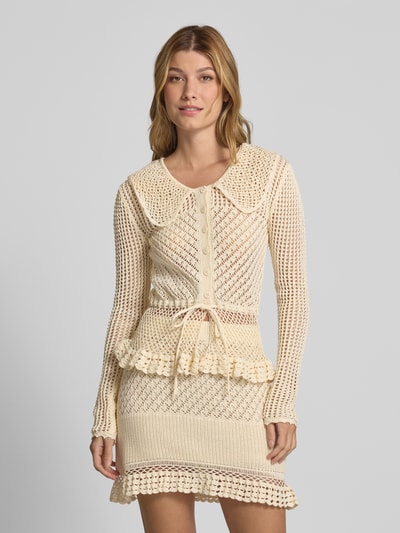 Staud Cardigan mit Lochmuster Modell 'VIENNA' Ecru 4