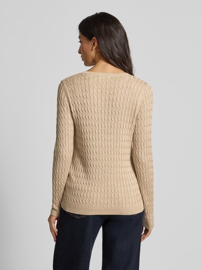Christian Berg Woman Gebreide pullover met kabelpatroon Zand gemêleerd - 5