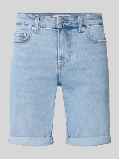 Produktfoto, Regular Fit Jeansshorts aus Baumwoll-Mix Modell 'PLY LBD 6185' von Only & Sons in Denim-Optik, hellblau, 5-Pocket-Design, Label-Patch, Twill-Textur