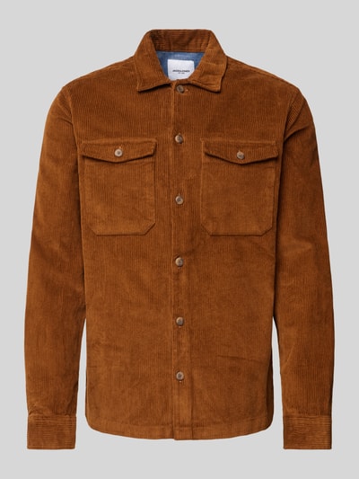 Jack & Jones Regular fit ribcordoverhemd met paspelzakken op de borst, model 'EDDIE' Middenbruin - 2