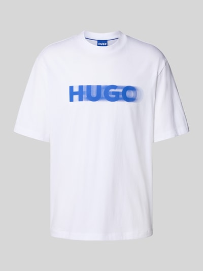Hugo Blue T-shirt met logoprint, model 'Nalax' Wit - 2