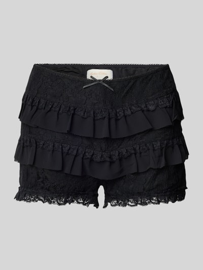 ANOTHER COTTON LAB Slim Fit Shorts mit Spitzenbesatz Black 2