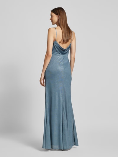 Luxuar Abendkleid mit Wasserfall-Ausschnitt Rauchblau 5