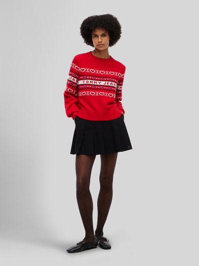 Tommy Jeans Sweter z wełny z napisem z logo Czerwony 1