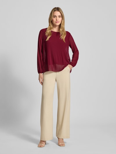 ZABAIONE Blouse met lange mouwen met plissévouwen en ronde hals Bordeaux - 1