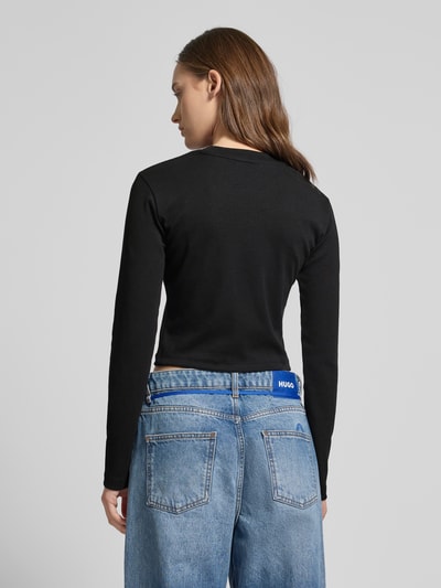 Hugo Blue Cropped Longsleeve mit Rundhalsausschnitt Modell 'Della' Black 5