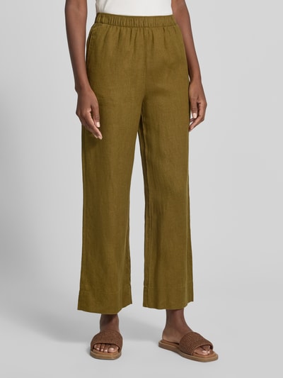 MANGO Leinenhose mit elastischem Bund Modell 'LISTELA' Khaki 4