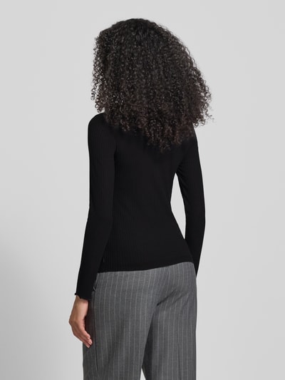 Tom Tailor Denim Bluzka o kroju slim fit z długim rękawem i prążkowaną fakturą Czarny 5