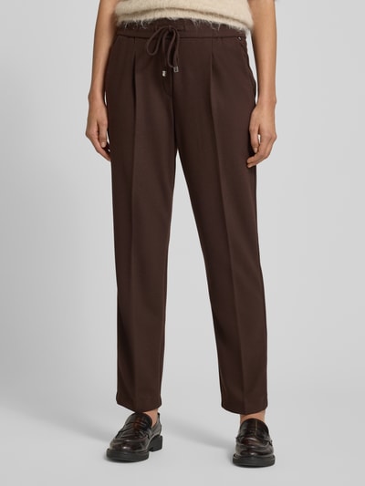 Stehmann Stoffen broek met elastische band, model 'Myriel' Donkerbruin - 4