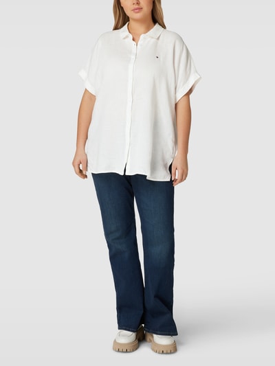 Tommy Hilfiger Curve PLUS SIZE linnen blouse met labelstitching Ecru - 1