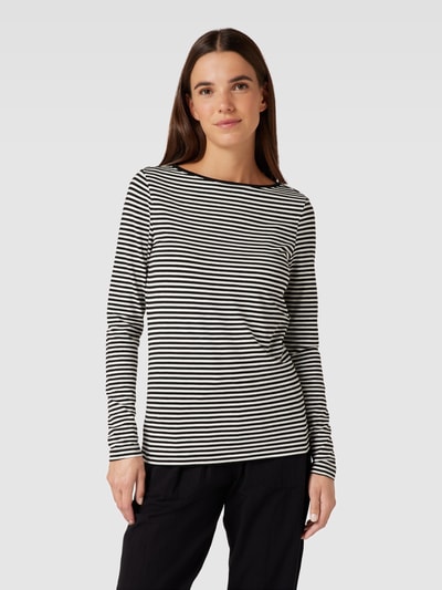 Montego Longsleeve mit Streifenmuster und U-Boot-Ausschnitt Black 4