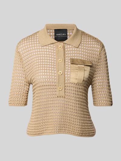 Marc Cain Strickshirt mit Polokragen und Brusttasche Sand 2