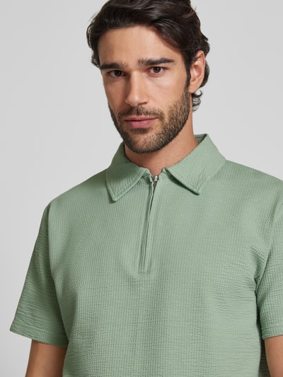 SELECTED HOMME Poloshirt mit kurzem Reißverschluss Modell 'SANDER' Hellgruen 3