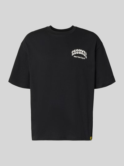 Produktfoto, Regular Fit T-Shirt aus reiner Baumwolle Modell 'PEANUTS' von Only & Sons, schwarz, Peanuts® Print, Jersey-Textur, Rundhals, kurzarm