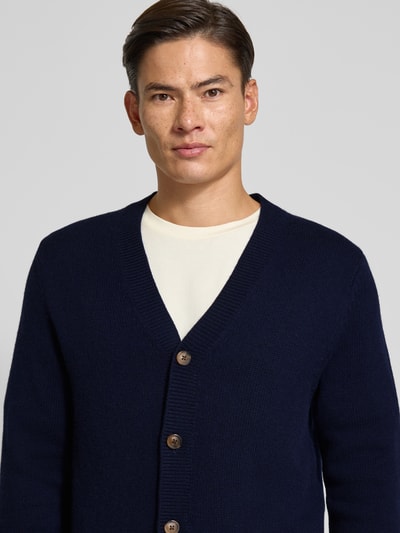 Christian Berg Men Kurtka z dzianiny z mieszanki wełny i kaszmiru z dekoltem w serek Granatowy 3