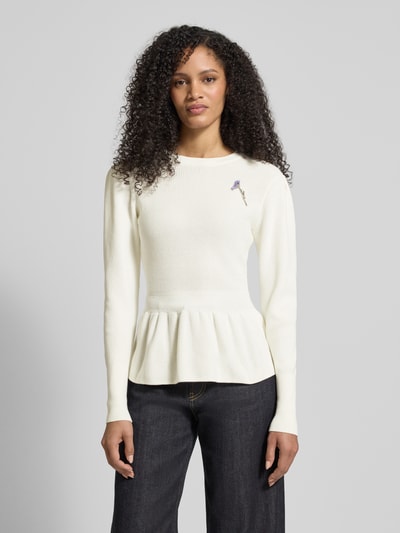 HUGO Slim Fit Strickpullover aus reiner Baumwolle Modell 'SABANNA' Offwhite 4