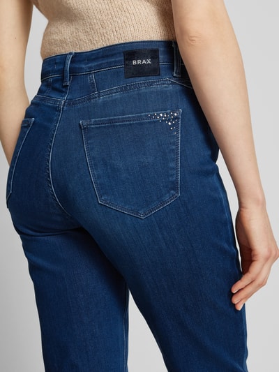 Brax Slim fit jeans met riemlussen, model 'Style.Carola Thermo' Donkerblauw - 3