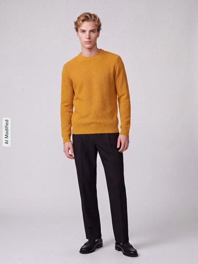 Selected Regular Fit Pullover aus reiner Baumwolle Modell 'DANE' DUNKEL GELB 1