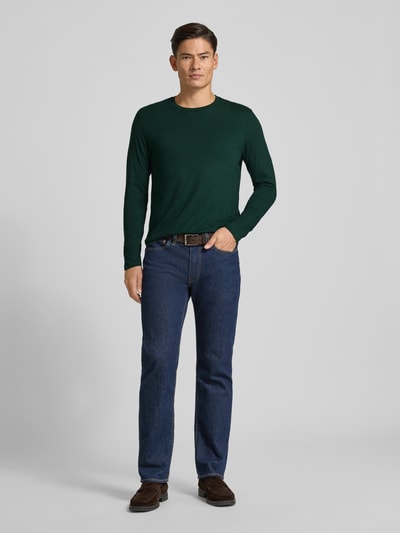 Christian Berg Men Shirt met lange mouwen en geribde ronde hals Donkergroen - 1