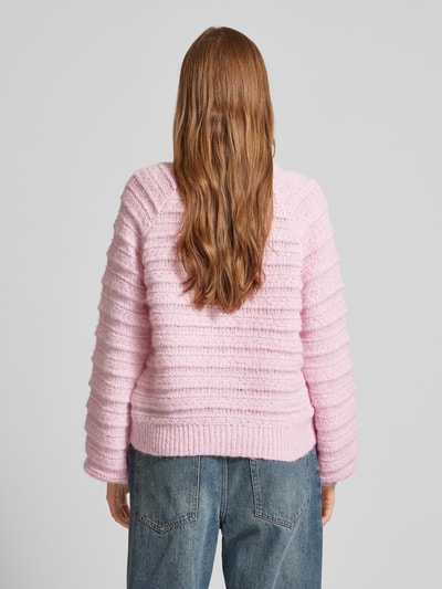 Pieces Regular fit gebreide pullover met structuurmotief, model 'JAYDA' Roze - 5