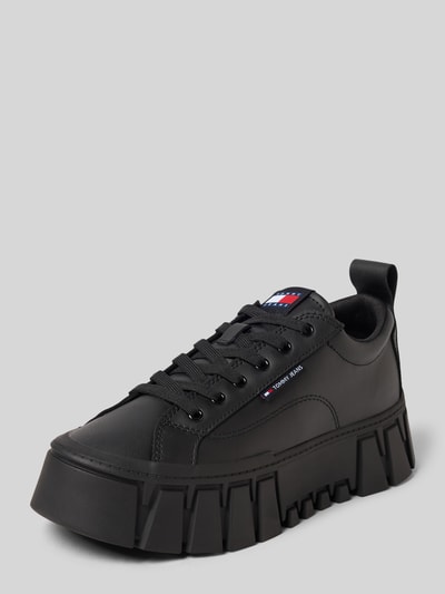 Tommy Jeans Low Top Sneaker aus Leder-Mix Black 1