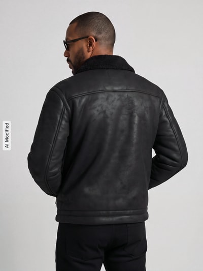 Jake*s Studio Men Bomberjacke mit Teddykragen Modell 'HARDY' Black 5