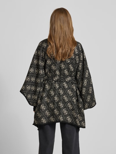 GUESS Poncho mit Logo-Muster und Bindegürtel Black 5