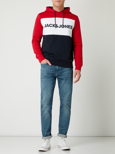 Jack & Jones Hoodie mit Blockstreifen Modell 'Elogo' Rot 1