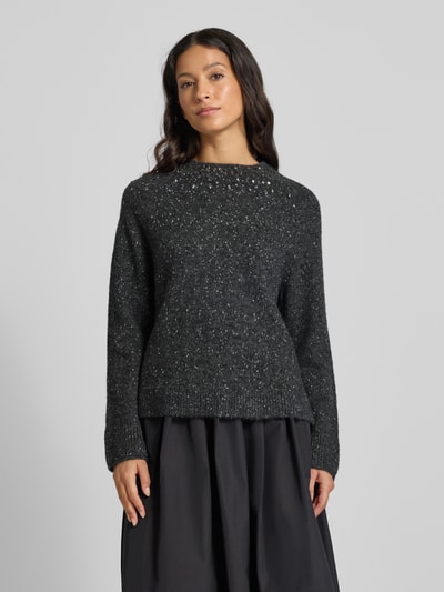 Marc Cain Strickpullover mit Ziersteinbesatz Dunkelgrau 4