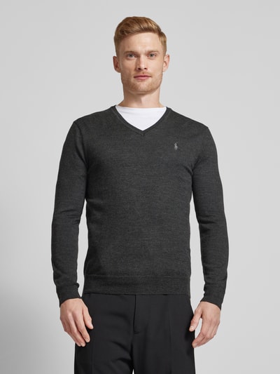 Polo Ralph Lauren Wollen pullover met logostitching Antraciet - 4