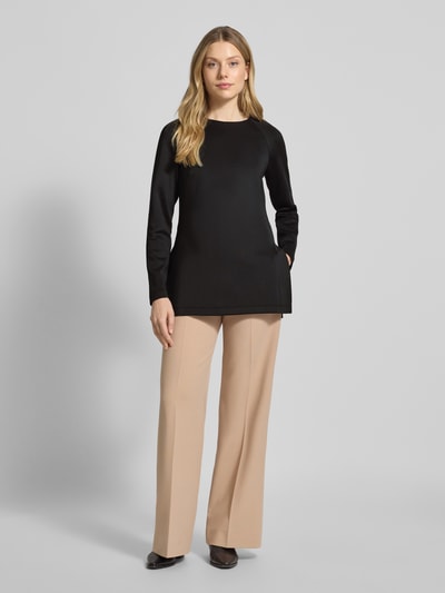 MM Bluzka z długim rękawem o kroju regular fit ze scuby model ‘UNDICI’ Czarny 1