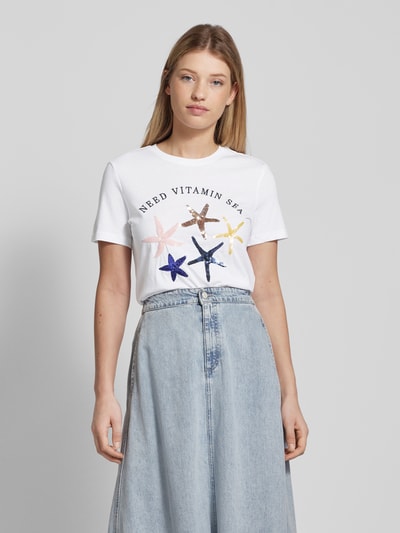 Only T-Shirt mit Paillettenbesatz Modell 'KITA' Weiss 4